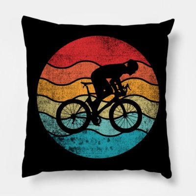 Cycling Sport Retro Vintage Sunset Throw Pillow Official Cycling Merch