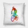 Watercolor Cycling Triathlon Throw Pillow Official Cycling Merch