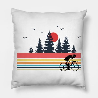 Vintage Retro Bicycle Cycling Mountain Bike Outdoo Throw Pillow Official Cycling Merch