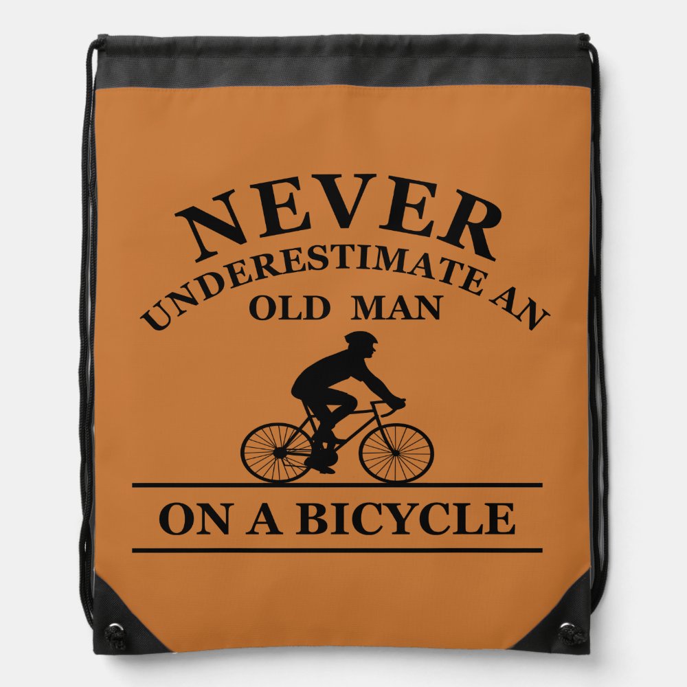 never underestimate an old man on a bicycle drawstring bag - Cycling Gifts