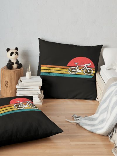 Vintage Bike Cycling Road Bike Racing Bicycle Cyclist Throw Pillow Official Cycling Merch