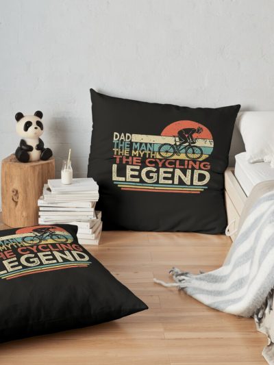 Dad The Man The Cycling Legend Throw Pillow Official Cycling Merch