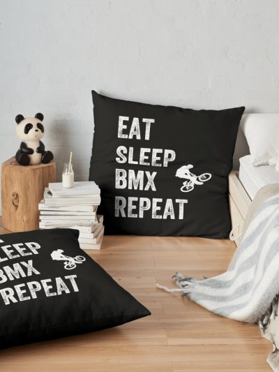 Eat Sleep Bmx - Bmx Lover Throw Pillow Official Cycling Merch