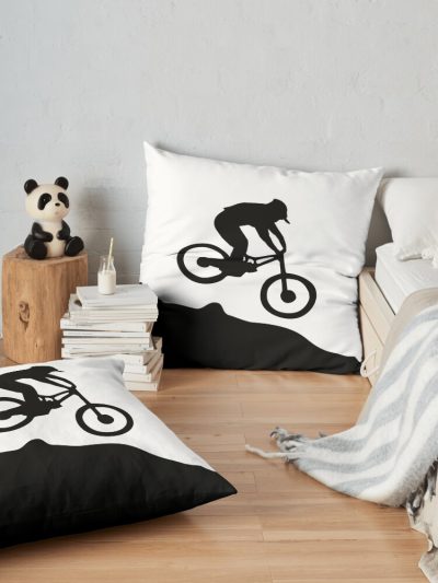 Downhill Biking Throw Pillow Official Cycling Merch