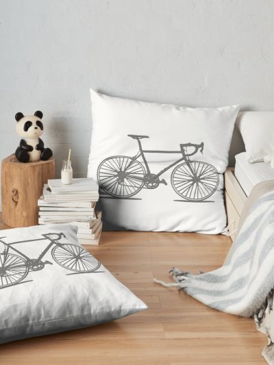 Road Bike - Faded Grey Design Throw Pillow Official Cycling Merch