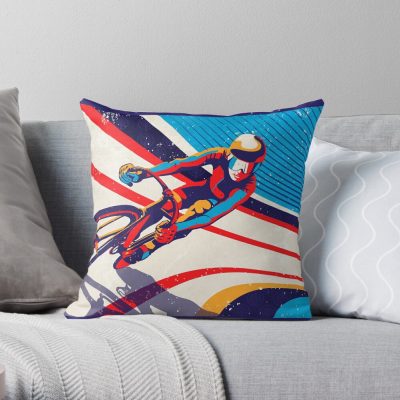 Retro Track Cycling Print Poster Throw Pillow Official Cycling Merch