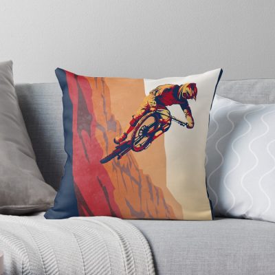 Retro Style Mountain Bike Poster: Good To The Last Drop Throw Pillow Official Cycling Merch