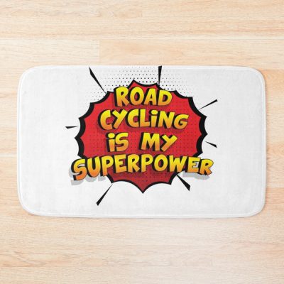 Road Cycling Is My Superpower Funny Design Road Cycling Gift Bath Mat Official Cycling Merch