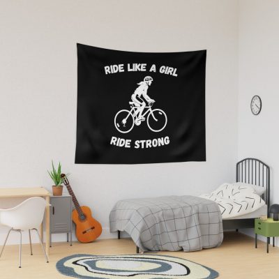 Cycling Girl, Ride Strong Tapestry Official Cycling Merch