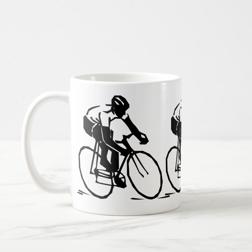 bicycle rider bike racer black silhouette sports coffee mug - Cycling Gifts