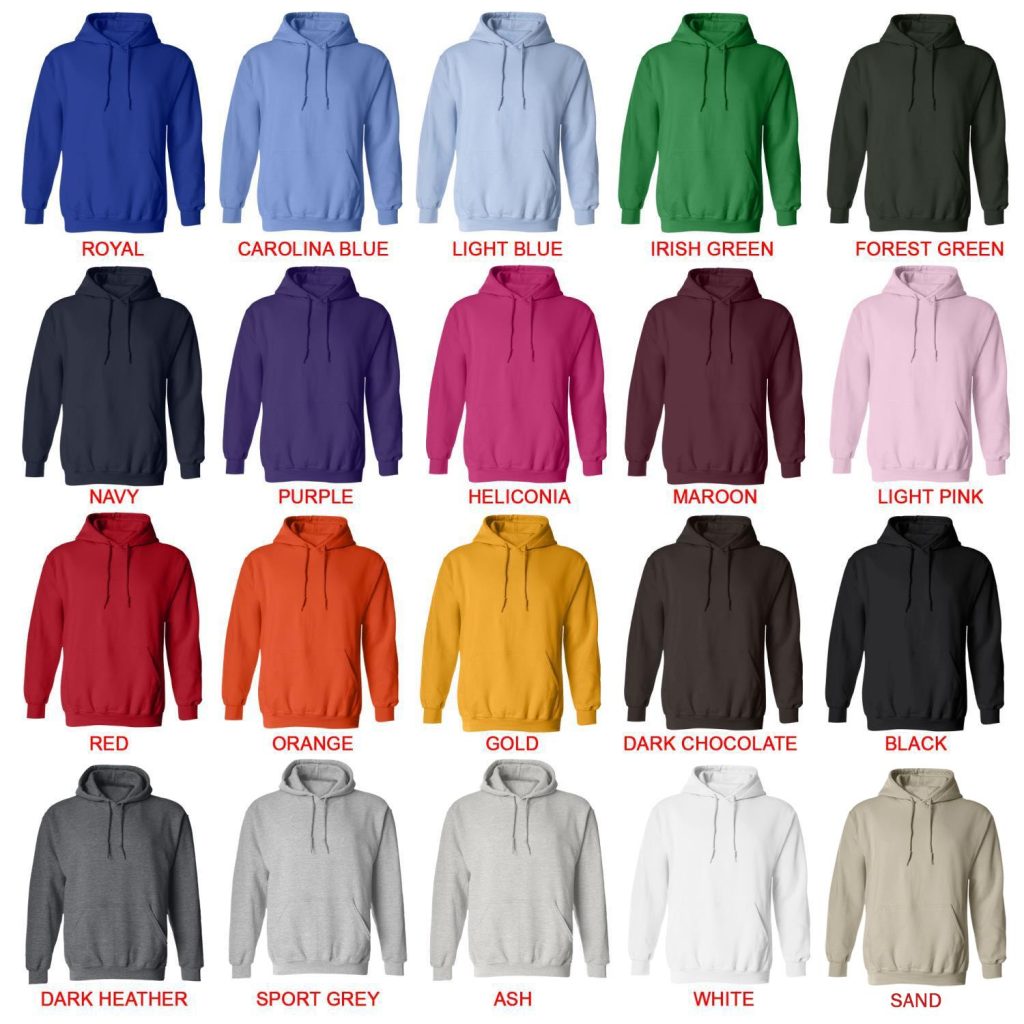 hoodie color chart - Cycling Gifts