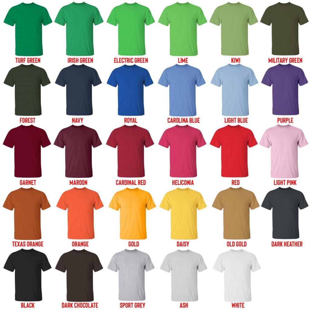 t shirt color chart - Cycling Gifts